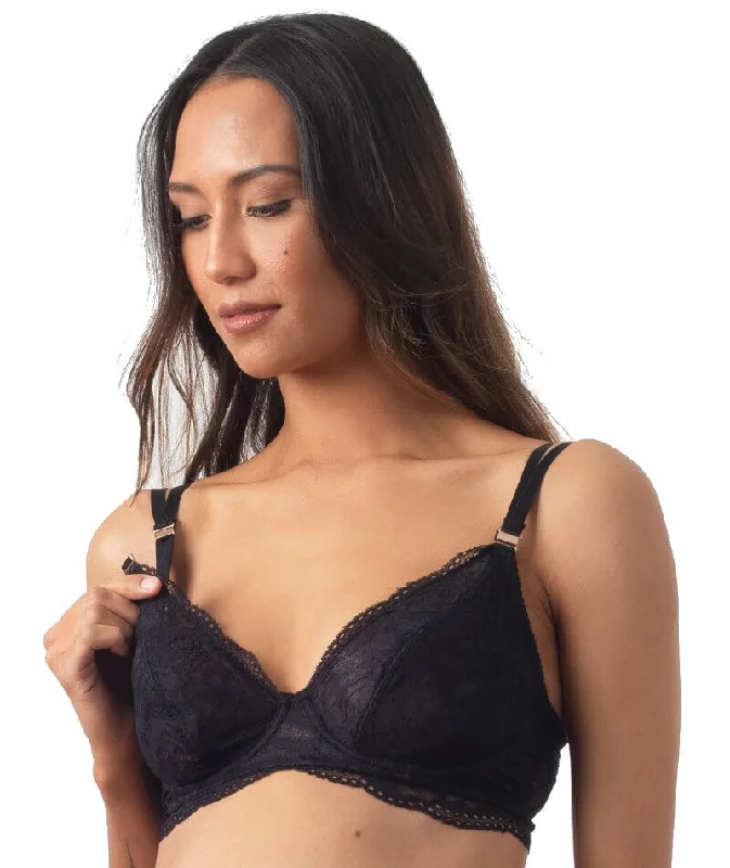 Hotmilk Heroine Plunge Nursing Bra - Black