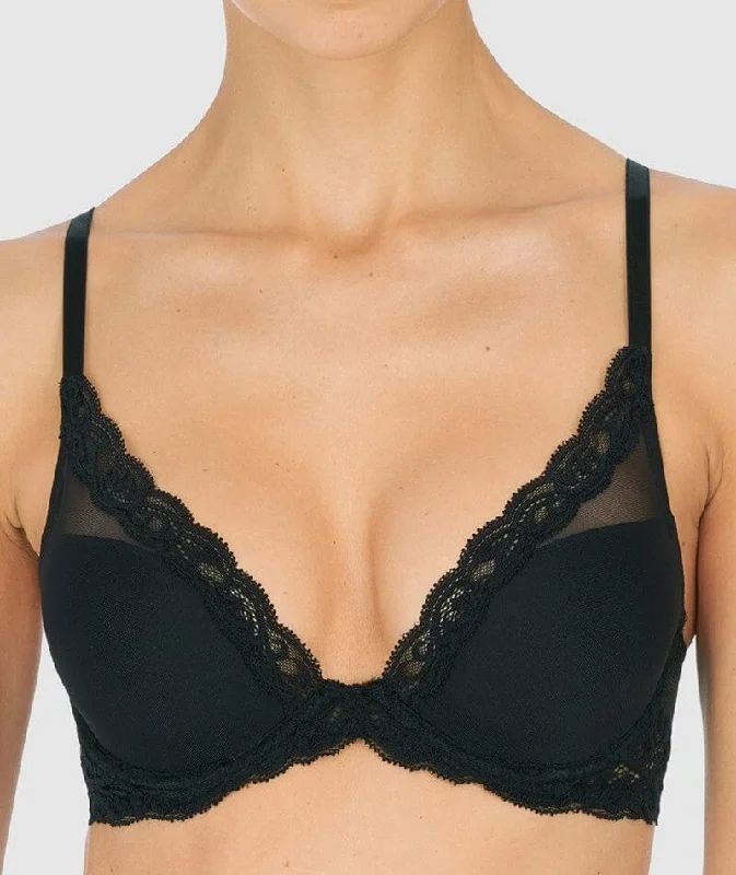 Natori Feathers Lightly Padded Wired Plunge Bra - Black