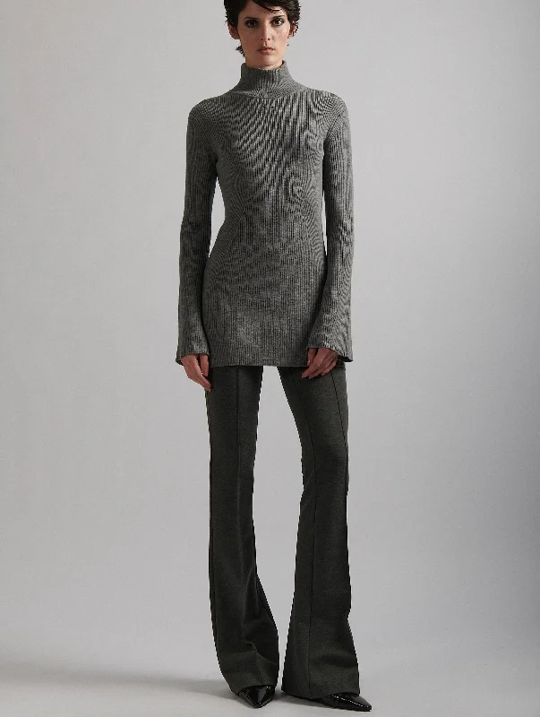 Grey turtleneck tunic in merino wool