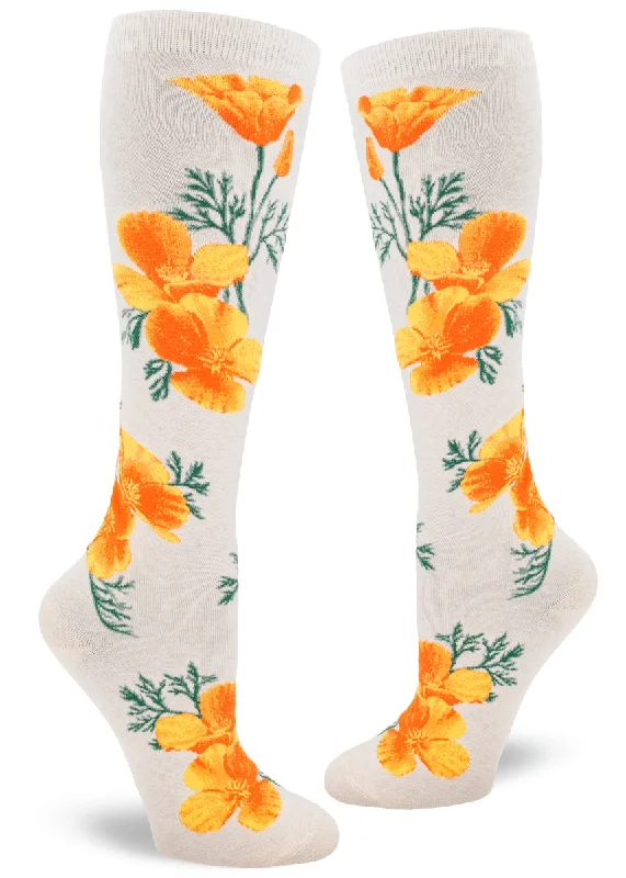 ZZNB-12/24_Women's California Poppy Knee High (Heather Cream)