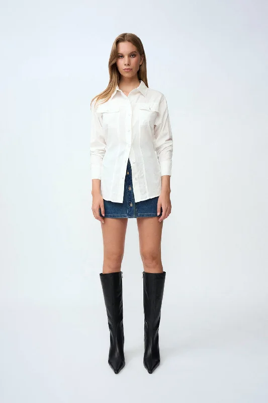 Liona Lace Up Shirt | Final Sale - Ivory