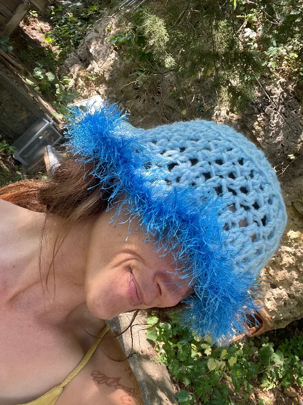 Fuzzy blue hat