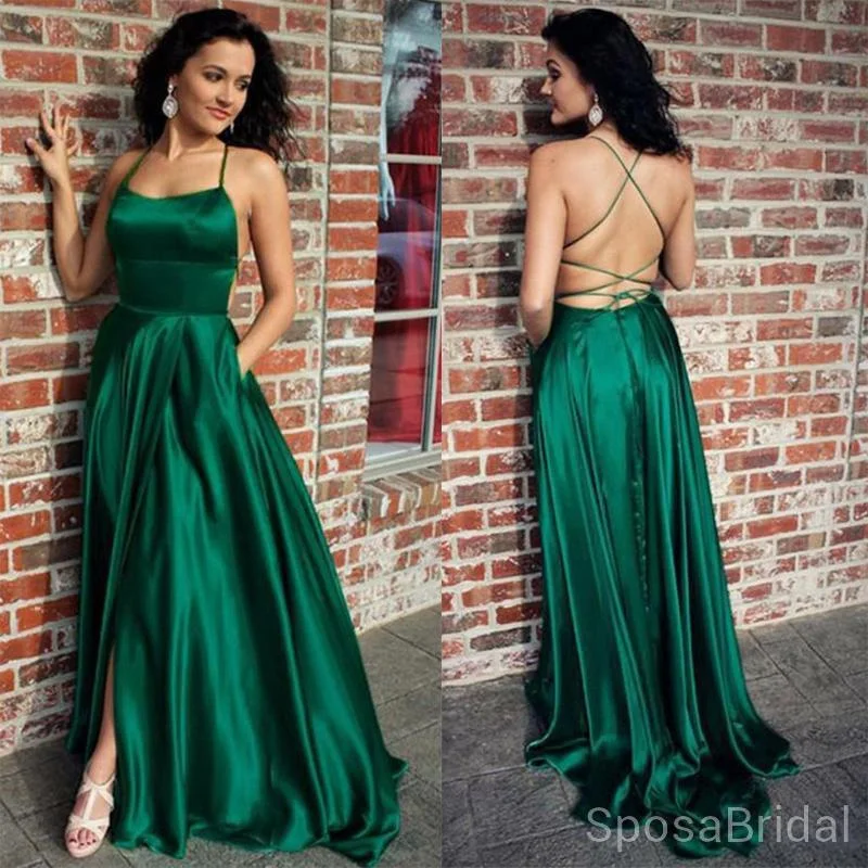 Spaghetti Straps Long Simple Cheap Soft Elegant Modest Long Prom Dresses, PD1280