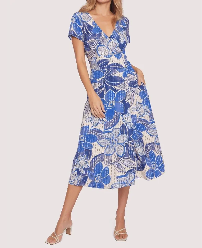 Bellflower Midi Dress In Blue Floral