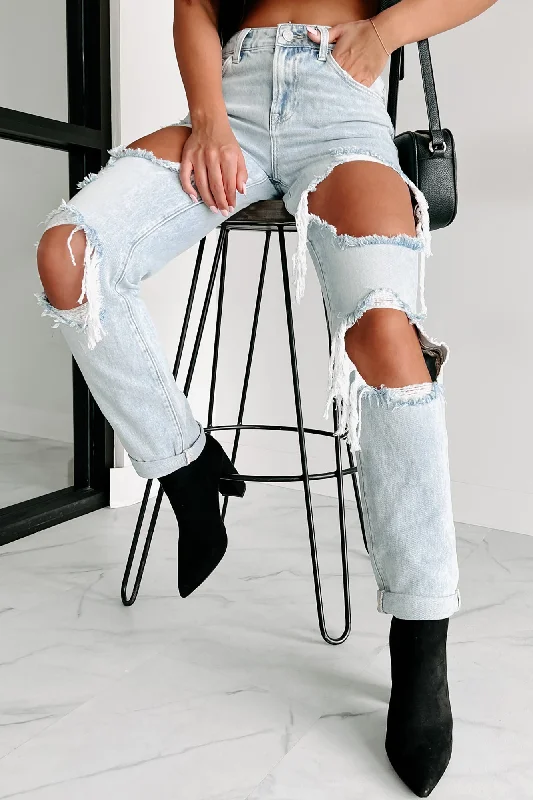 Losing Control High Rise Ripped Baggy Jeans (Light)