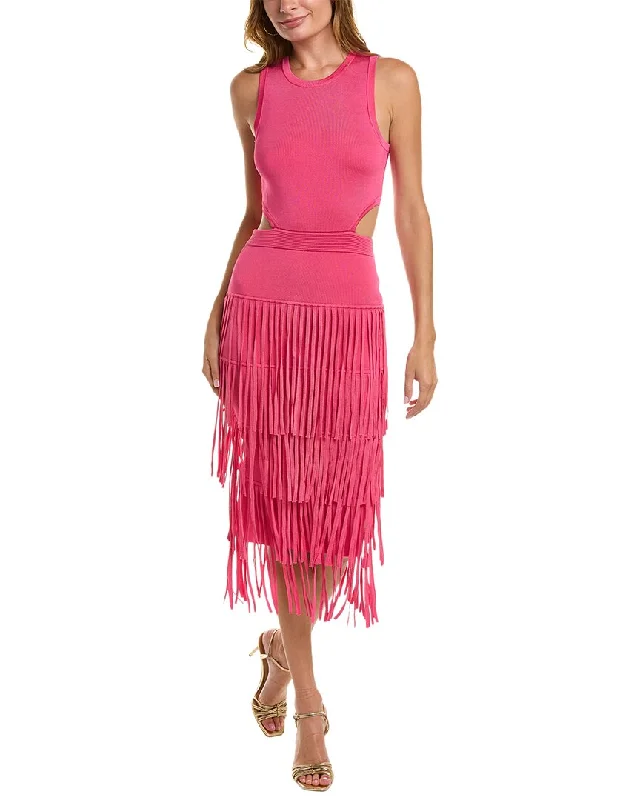 Toccin Fringe Racerback Midi Dress