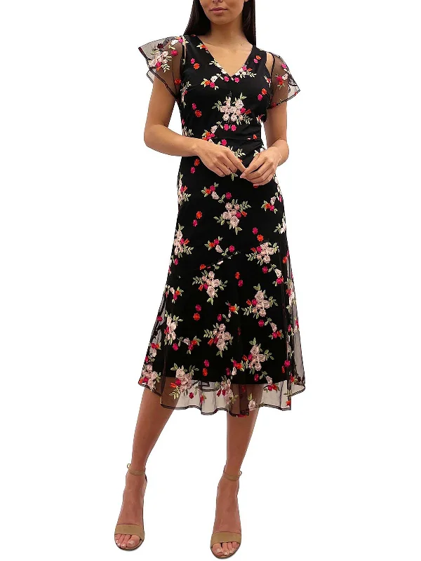 Womens F;pra; Embroidered Midi Dress