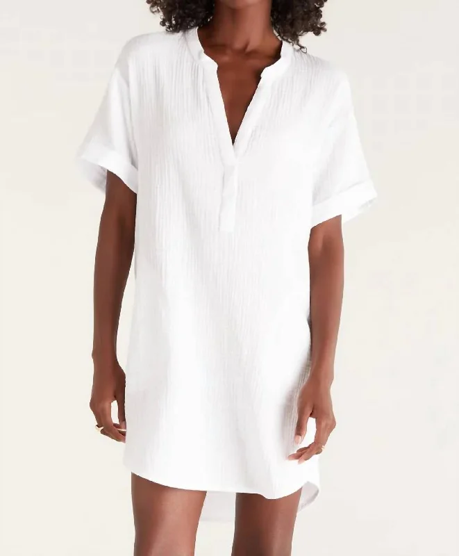 Talia Gauze Mini Dress In White