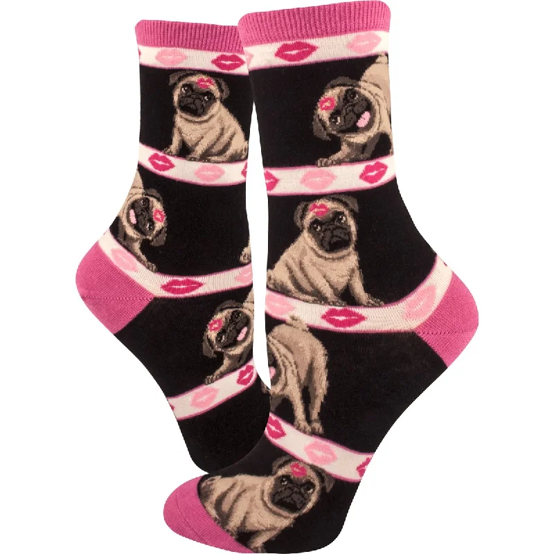 Women's Pugs & Kisses Crew (Black)