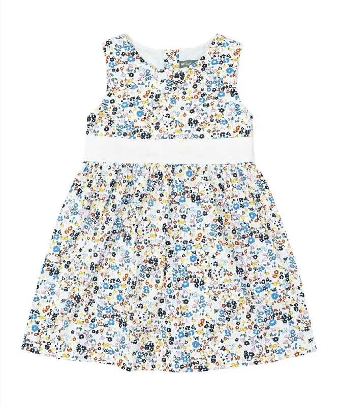 Girls' Floral Bowtie Party Dress In Multi