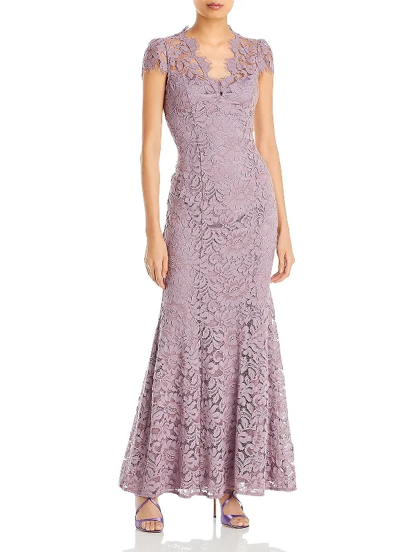 Womens Cotton Lace Evening Dress