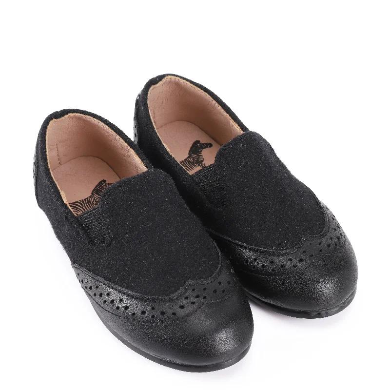 Zeebra Kids Wingtip Loafers - Black