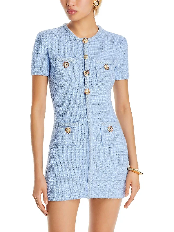 Womens Embellished Mini Sweaterdress