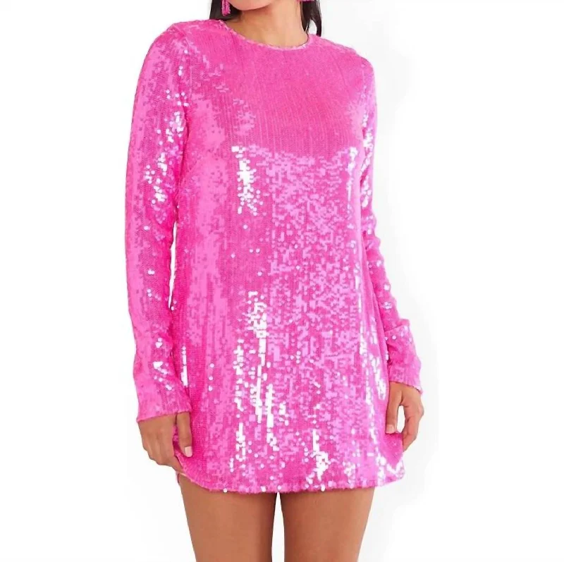 Maddison Mini Dress In Pink Sequins