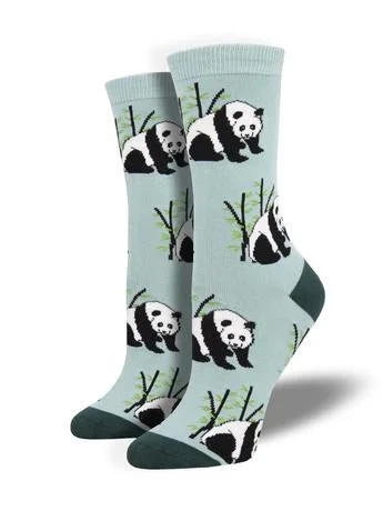 ZZNA_Women's Bamboo Panda Bear Crew (Blue)