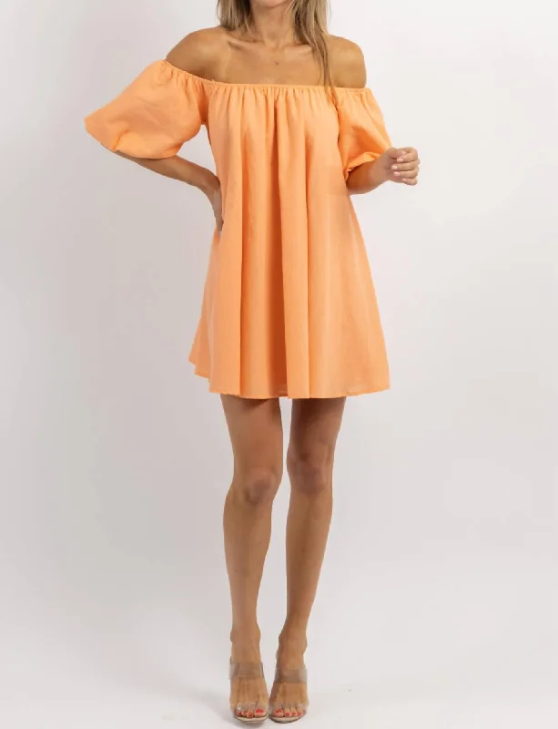 Spicy Paloma Off-Shoulder Mini Dress In Orange