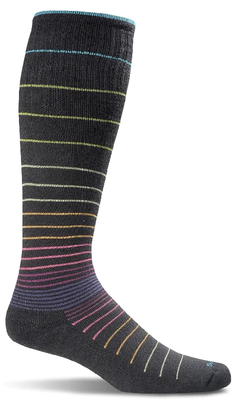 Women's Circulator Moderate Graduated Compression Socks (Black Stripe)