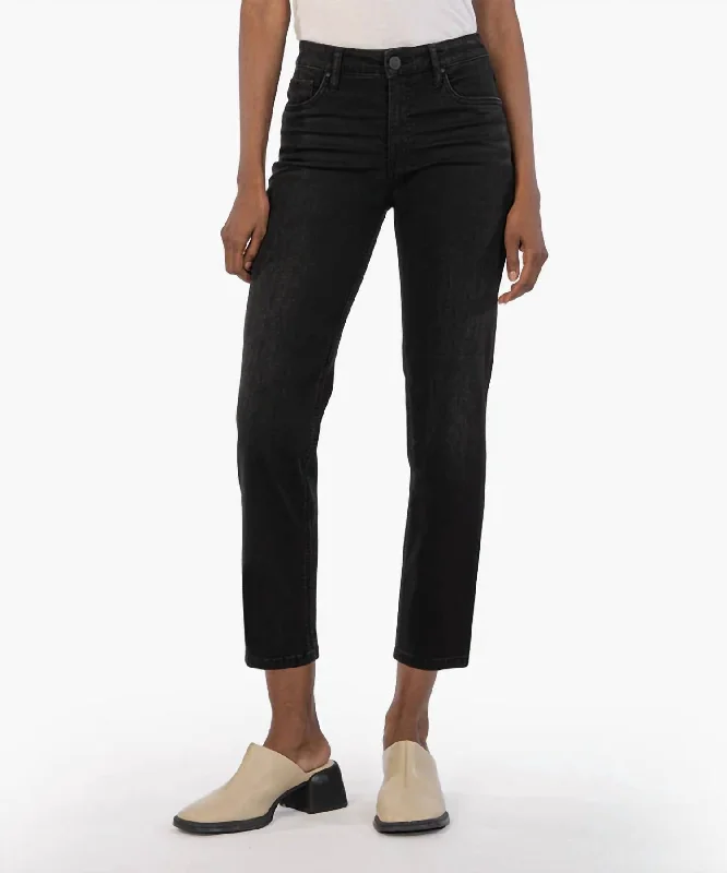 Rachael High Rise Fab Ab Mom Jeans In Uplifting With Black Base Wash