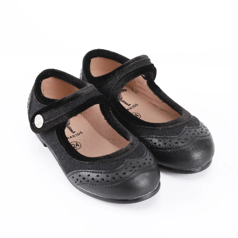 Zeebra Kids Wingtip Mary Janes - Black