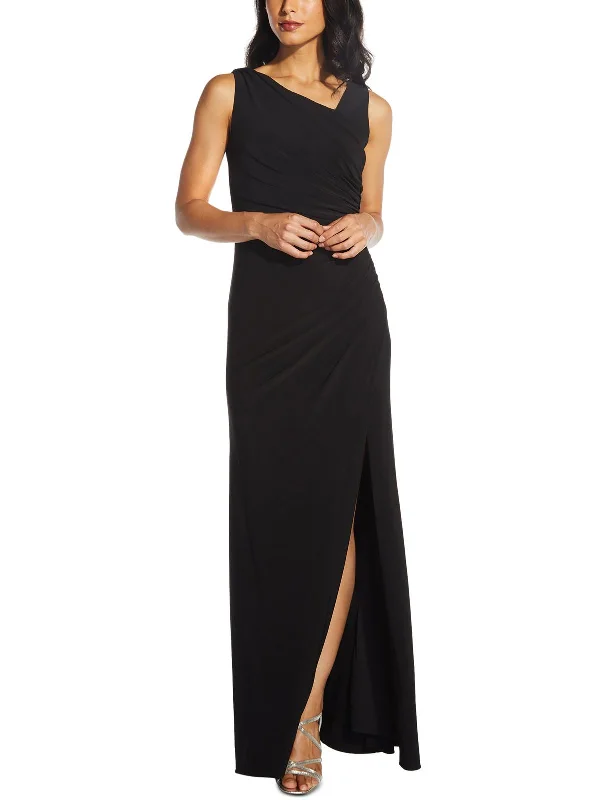 Womens Sequin Back Ruched Evening Dress