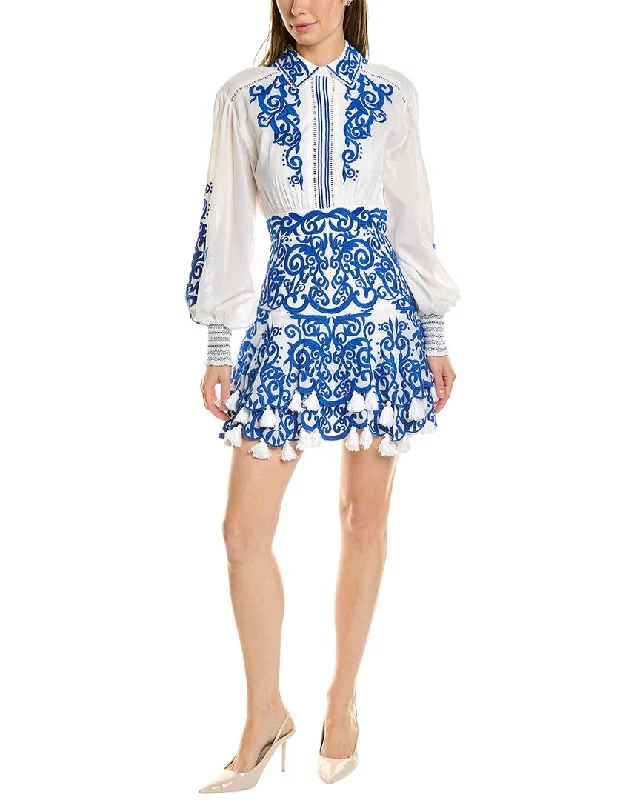 alice + olivia Loryn Embroidered Mini Dress