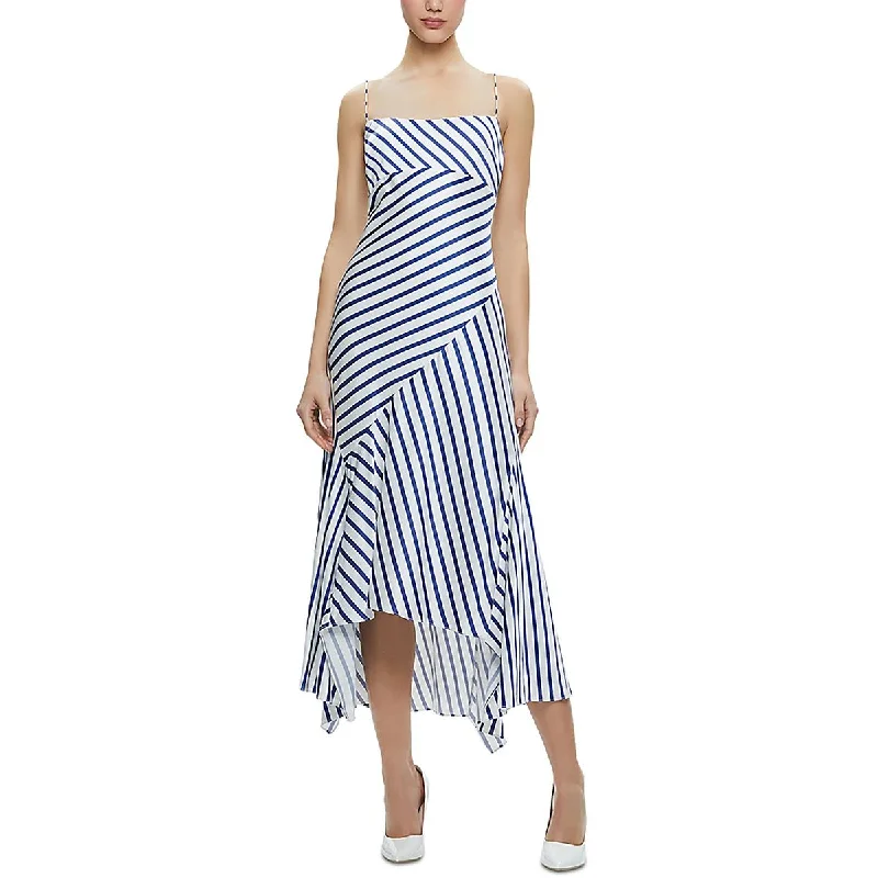 Womens Asymmetric Midi Slip Dress