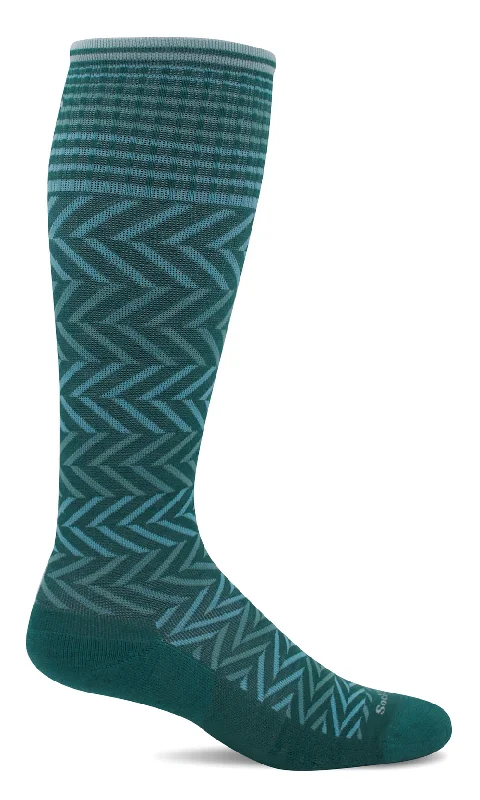 Women's Chevron Moderate Graduated Compression Socks (Jade)