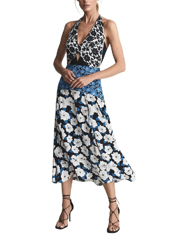 Reiss Mara Floral Print Midi Dress