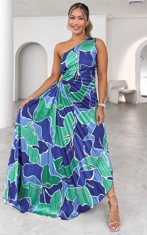 Rochelle Maxi Dress - Blue Green Floral