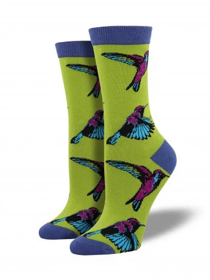 Women's Bamboo Hummingbirds Crew (Citron)