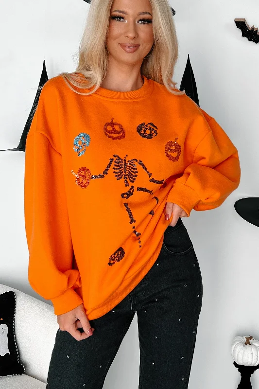 Dancing Critters Sequin Halloween Crewneck (Pumpkin)