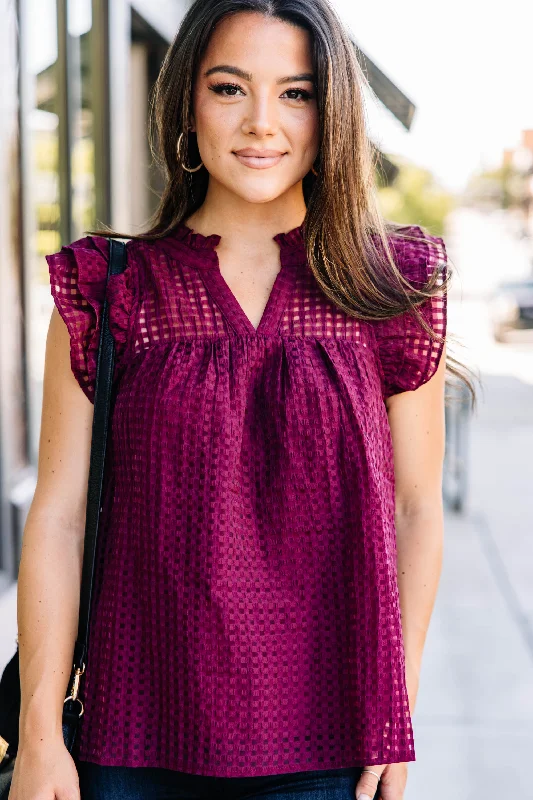 Known Beauty Burgundy Red Textured Blouse