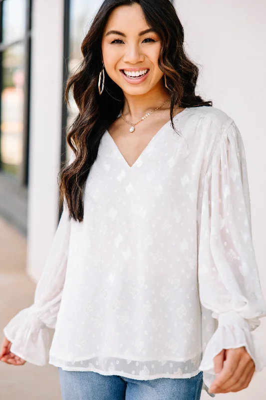 On The Way Off White Textured Blouse