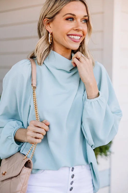 Tell Your Story Sage Green Satin Blouse