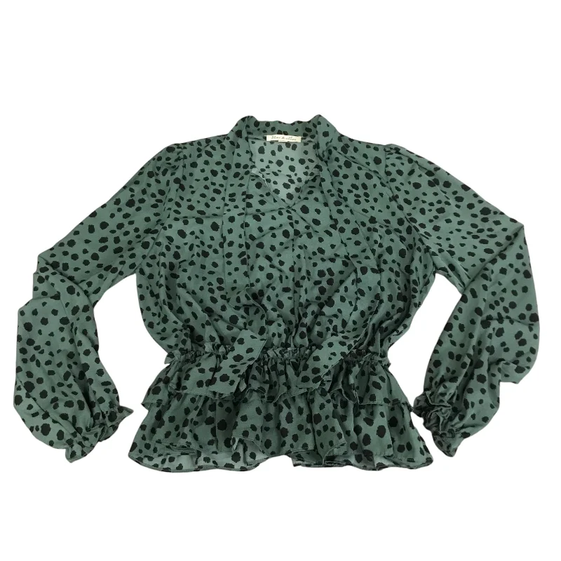 Top Long Sleeve By Cmc In Black & Green, Size: M