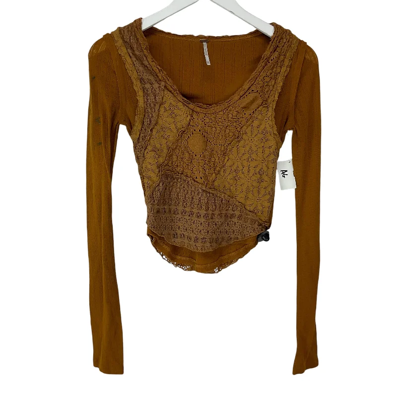 Top Long Sleeve By Free People In Orange, Size: Xs