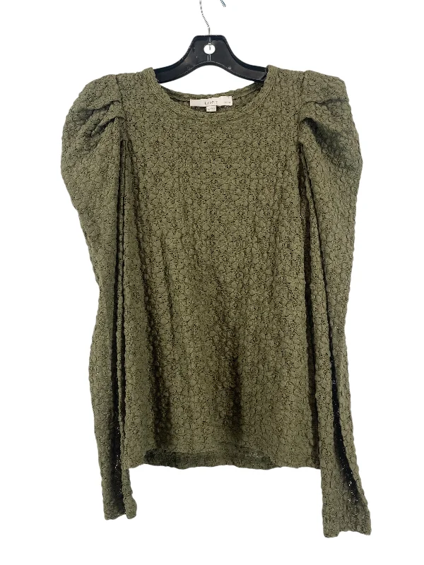 Top Long Sleeve By Loft In Green