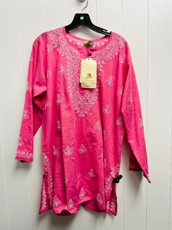 Tunic Long Sleeve By Clothes Mentor In Pink, Size: Xl